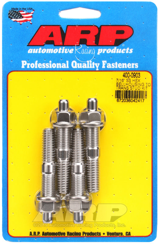 ARP 7/16in SS hex bellhousing to trans stud kit - 400-0903
