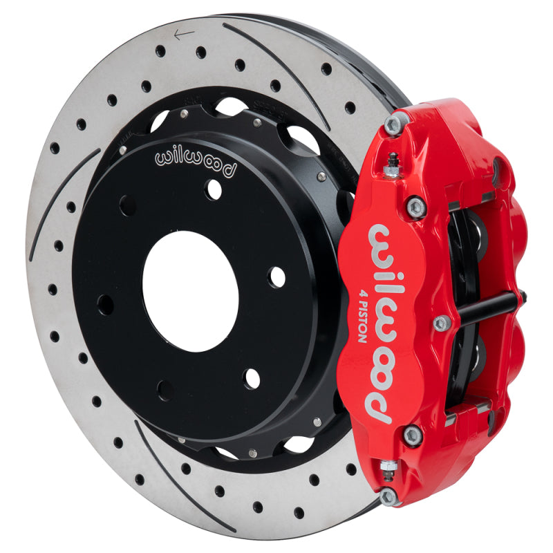 Wilwood 03-08 Audi A4 FNSL4R Rear Big Brake Kit 12.88in Drilled & Slotted Rotor - Red - 140-18151-DR
