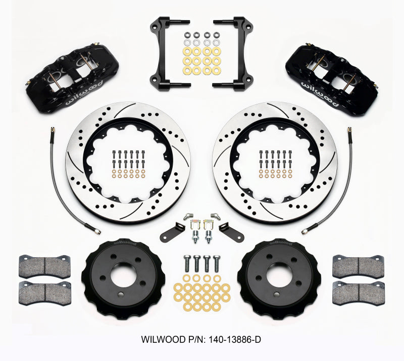 Wilwood AERO6 Front Hat Kit 14.00 Drilled 15-23 Mustang w/Lines - 140-13886-D