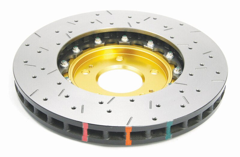 DBA 03-05 Evo 8/9 Front Drilled & Slotted 5000 Series 2 Piece Rotor Assembled w/ Gold Hat - DBA52218GLDXS