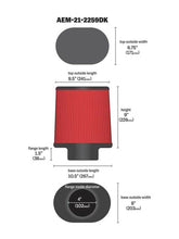 Load image into Gallery viewer, AEM 4.00 in Dryflow Air Filter Oval 9.00 in Element - 21-2259DK