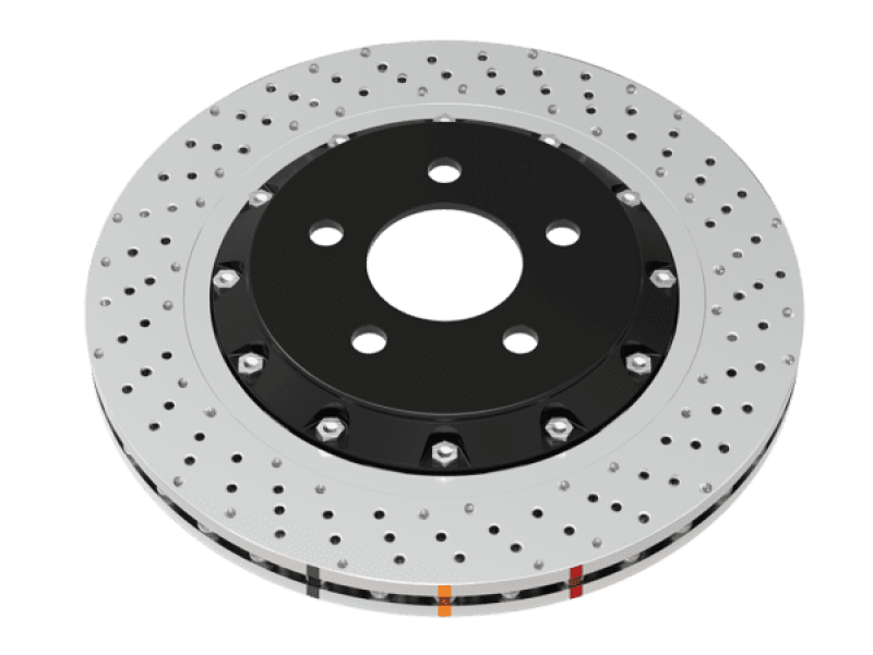 DBA 18-21 Subaru WRX STI Front 5000 Series 2-Piece Drilled Rotor w/Black Hat - DBA53050BLKXD-10
