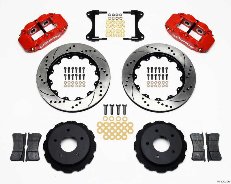 Wilwood Narrow Superlite 4R Rear Kit 14.00in Drill Red 65-82 Corvette C2/C3 - 140-10472-DR