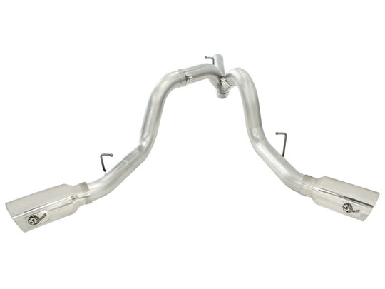 aFe MACHForce XP Exhaust Aluminized Dual Split DPF Back 11-15 GM Diesel Truck V8-6.6L (td) (pol tip) - 49-04043-P