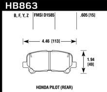 Load image into Gallery viewer, Hawk 12-15 Honda Pilot Performance Ceramic Street Rear Brake Pads - HB863Z.605