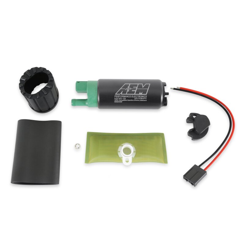 AEM 400 LPH E85 Compatible Fuel Pump Kit - Single Barb - Ethanol Compatible - 50-1235