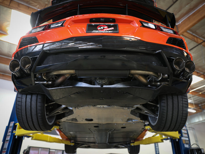 aFe MACH Force-Xp 3in to 2-1/2in 304SS Cat-Back 2020 Chevy Corvette (C8) 6.2L - Carbon Fiber Tip - 49-34124-C