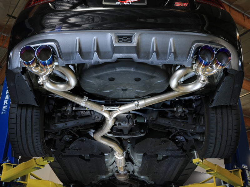 aFe Subaru WRX/STi 15-21 H4-2.0/2.5L Takeda 3in to 2-1/2in Stnlss Cat-Back Exhaust w/ Blue Flame Tip - 49-36810-L