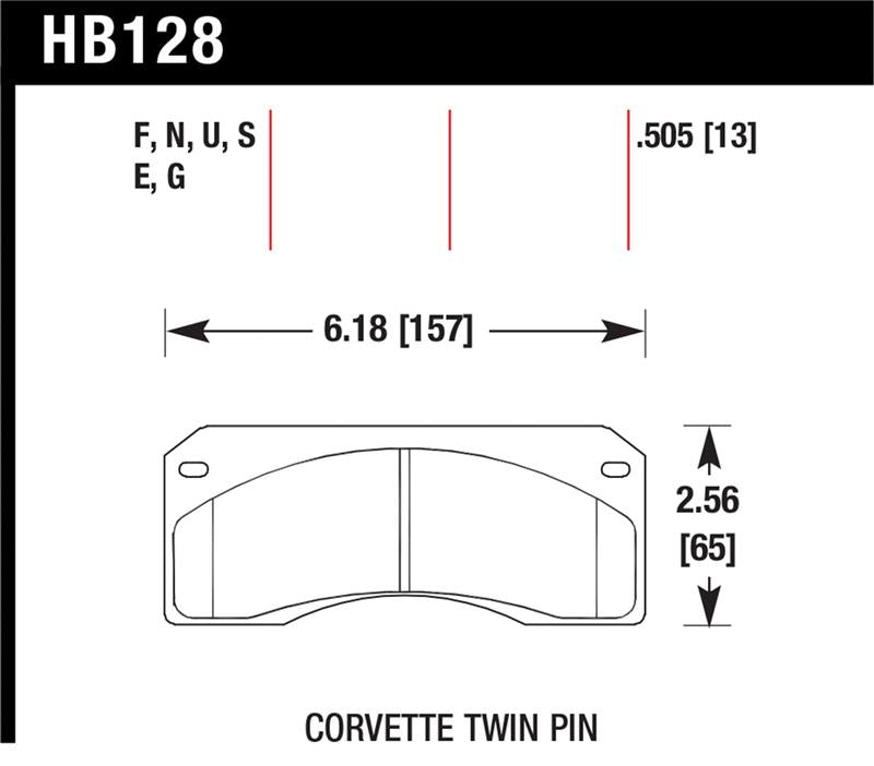 Hawk Corvette Twin Pin DTC-70 Race Brake Pads - HB128U.505