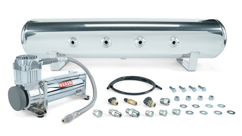 Air Lift 4 Gal. 7-Port Tank w/ Viair 444c Chrome Compressor (Incl. Fittings & Mounting Hardware) - 27803
