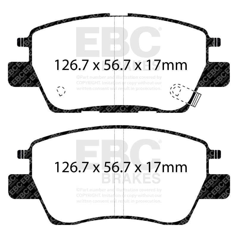EBC 2016+ Chevrolet Cruze 1.4L Turbo (10.9in Front Rotor) Greenstuff Front Brake Pads - DP23052