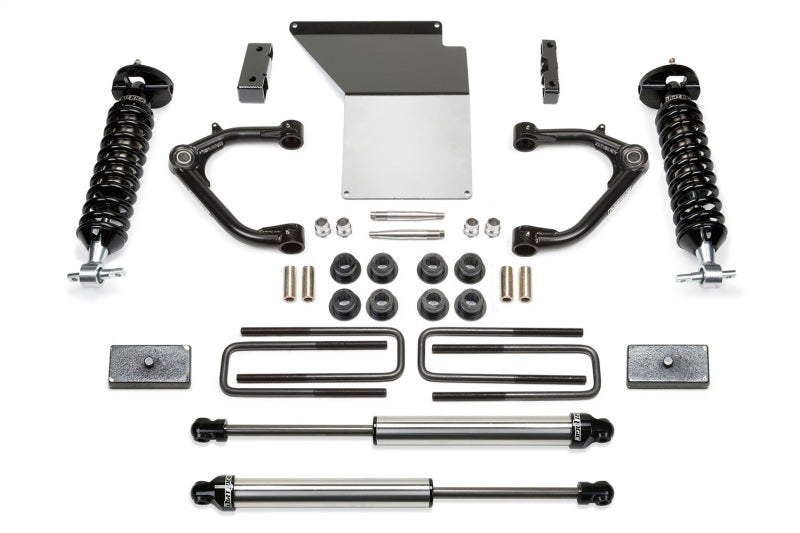 Fabtech 14-18 GM K1500 w/OE Alum. UCA 4in Uniball UCA System w/DL 2.5 Coilovers & Rear DL Shocks - FTS21206