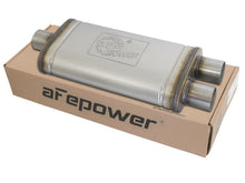 Load image into Gallery viewer, aFe MACHForce XP SS Muffler 2.5in Center Inlet / 2.5in Dual Outlets 18in L x 9in W x 4in H Body - 49M00009