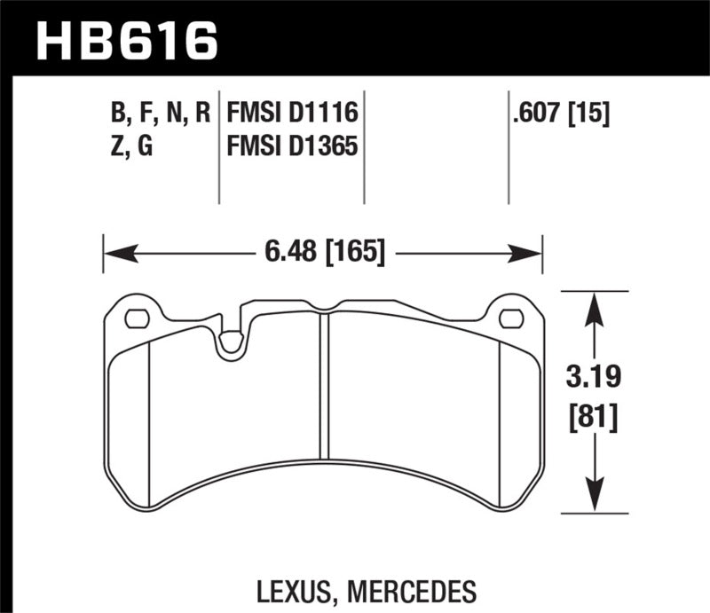 Hawk 08-11 Lexus IS-F / 05-06 M Benz CLK55 AMG / 07-08 CLK63 AMG DTC-60 Race Front Brake Pads - HB616G.607