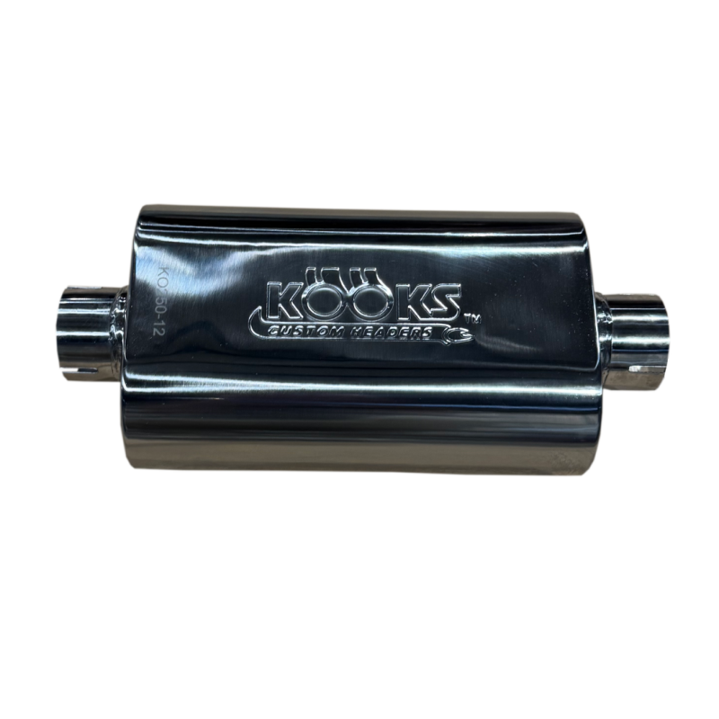 Kooks 2.5in Oval Clamp In Muffler 12in Long Body Polished Stainless Steel - KO250-12-CI