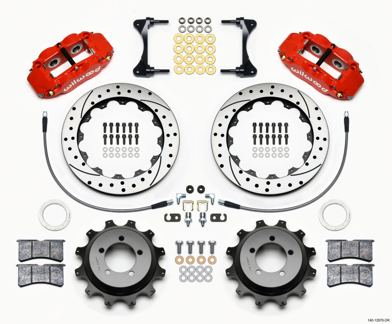 Wilwood Narrow Superlite 4R Rear Kit 12.88in Drilled Red 99-05 WRX / 99-07 Impreza - 140-12878-DR