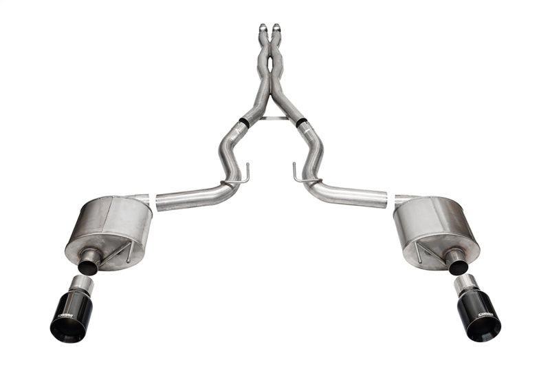 Corsa 24+ Frd Mustang GT- Sport Cat-Back Ex.Sys 3.0in Dual Rear Exit w/4.5in Blk PVD StraightCut Tip - 21255BLK