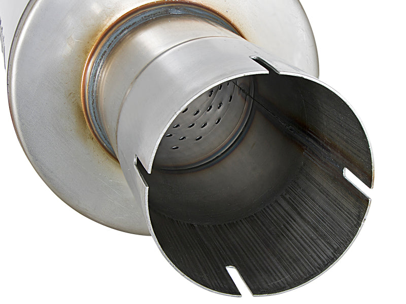 aFe ATLAS Muffler 3-1/2 IN ID Center/Center x 7 IN Dia. X 16 IN L - Round Body - 49M00025