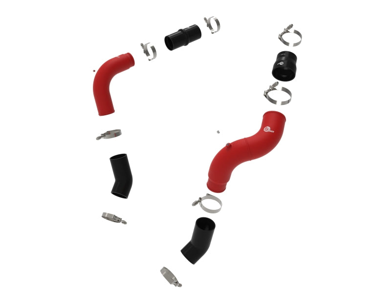 aFe BladeRunner 3in & 3-1/2in AL Hot and Cold Charge Pipe Kit Red RAM Diesel Trucks 25-26 L6-6.7L - 46-20814-R