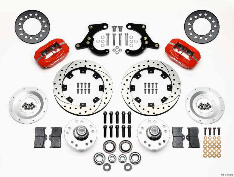 Wilwood Forged Dynalite Front Kit 11.75in Drilled Red 55-57 Chevy - 140-11010-DR