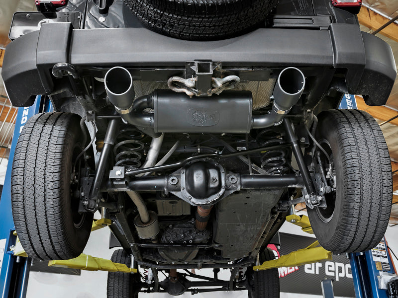 aFe Rebel Series 2.5in 409 SS Axle-Back Exhaust w/ Black Tips 2007+ Jeep Wrangler (JK) V6 3.6L/3.8L - 49-48061-B