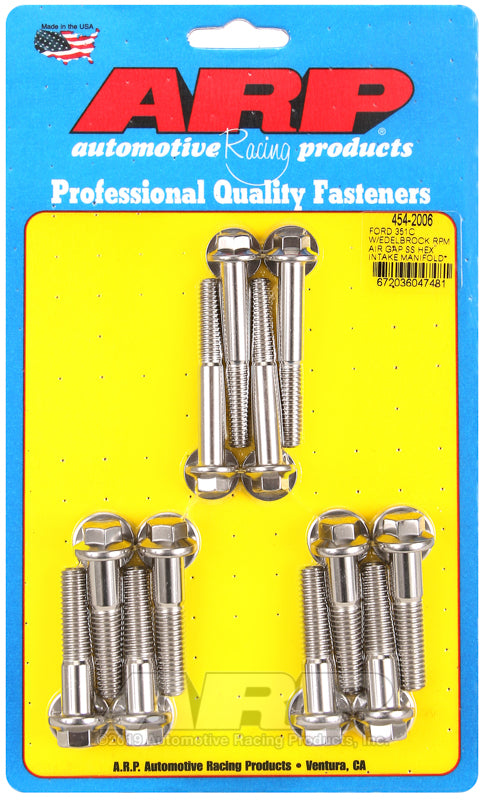 ARP Ford 351C w/Edelbrock RPM air gap hex intake manifold bolt kit - 454-2006
