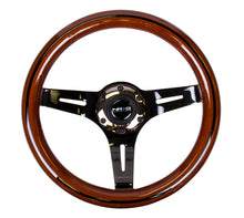 Load image into Gallery viewer, NRG Classic Wood Grain Steering Wheel (310mm) Dark Wood &amp; Black Line Inlay w/Blk Chrome 3-Spoke Ctr. - ST-310BRB-BK
