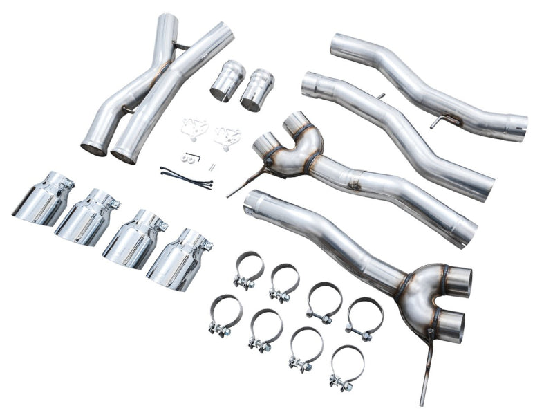 AWE Tuning Track Edition Cat-Back Exhaust for BMW G8X M3/M4 - Chrome Silver Tips - 3020-43482