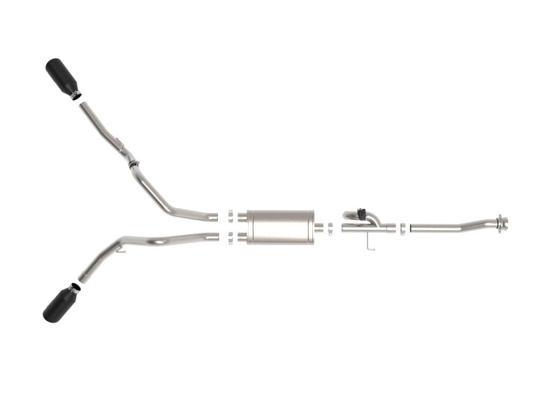 aFe Gemini XV 3in 304 SS Cat-Back Exhaust 2021 Ford F-150 V6 2.7L/3.5L (tt)/V8 5.0L w/ CO Black Tips - 49-33129-B