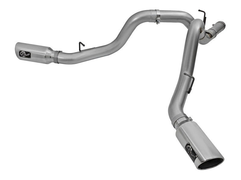 aFe LARGE Bore HD 4in Dual DPF-Back SS Exhaust w/Polished Tip 16-17 GM Diesel Truck V8-6.6L (td) LML - 49-44080-P