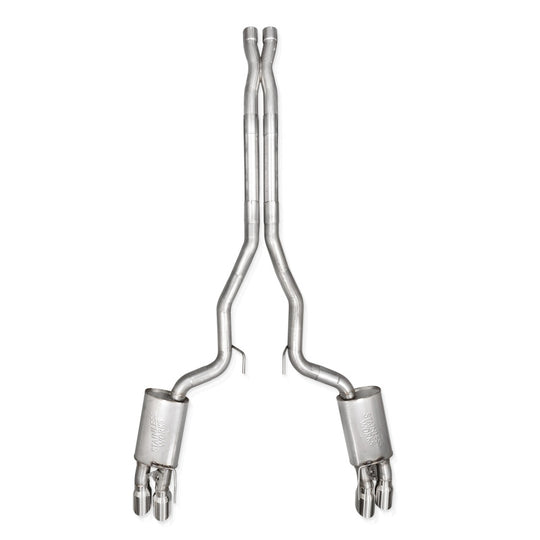 Stainless Works 2024 Mustang GT Catback Quad Tips Legend Sound X-Pipe Factory Connect Exhaust - M24QUADXFCL