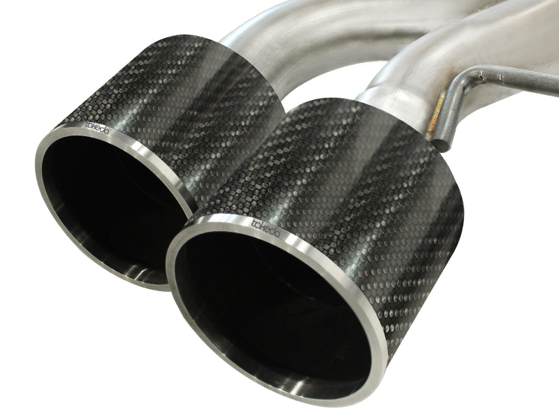 aFe Takeda 3in SS Exhaust Cat-Back 09-14 Nissan GTR V6 3.8L Carbon Fiber Tips - 49-36108-C