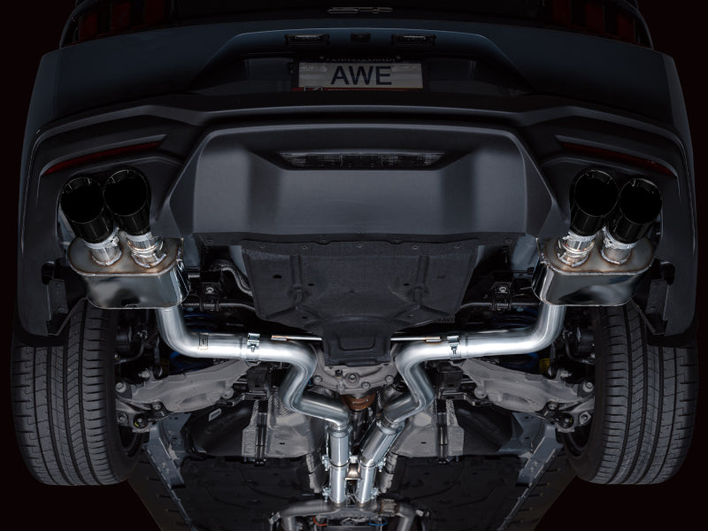 AWE 2024 Ford Mustang GT Fastback S650 RWD SwitchPath Cat-Back Exhaust w/ Quad Diamond Black Tips - 3025-43650