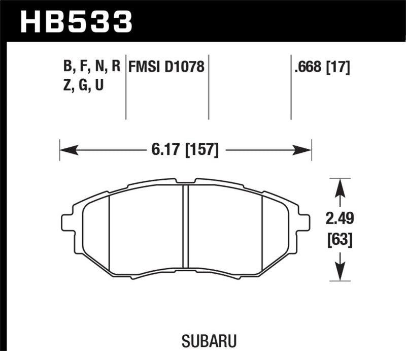 Hawk 05-08 LGT D1078 DTC-60 Race Front Brake Pads - HB533G.668