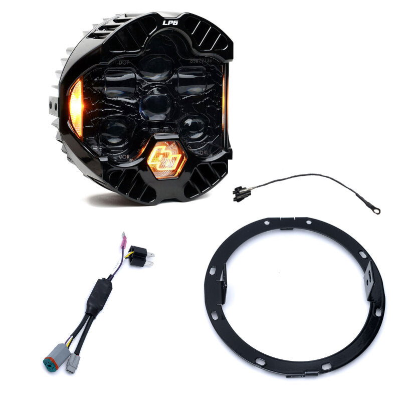 Baja Designs Harley D 96-13 Street Glide/Road King DOT LP6 LED Single Headlight Kit DRL - Amber - 448331