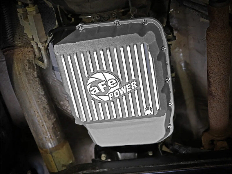 aFe Transmission Pan Raw w/ Machined Fins 13-19 Dodge Diesel Trucks L6-6.7L (td) - 46-71160A