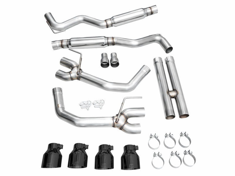 AWE 2024 Ford Mustang Dark Horse S650 RWD Track Edition Cat-Back Exhaust w/ Quad Diamond Black Tips - 3020-43375