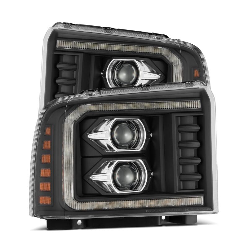 AlphaRex 05-07 Ford F250/350/450/550 Super Duty PRO-Series Proj. Headlights Blk w/Seq Sig. + SWB DRL - 880315