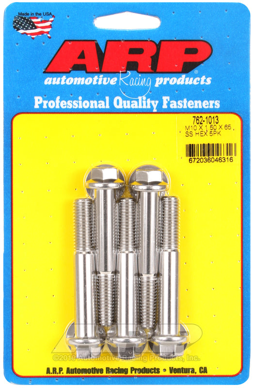 ARP M10 x 1.50 x 65mm Hex Stainless Steel Bolts (Set of 5) - 762-1013