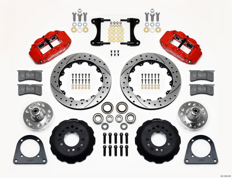 Wilwood Narrow Superlite 6R Front Hub Kit 12.88in Drill Red TCI-IFS 71-78 (Pinto Based) - 140-13224-DR