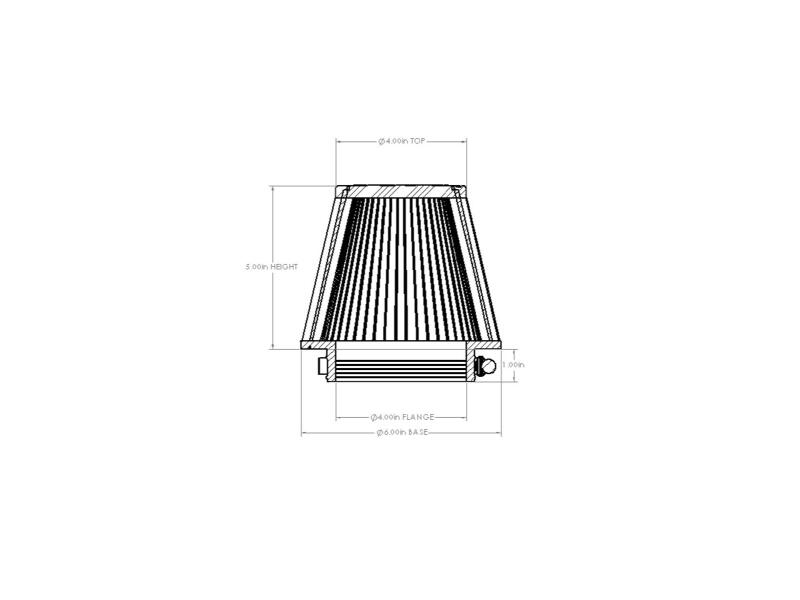 aFe POWER Universal Clamp-On Air Filter w/ D2 Dura-Dry Media - 4in F x 6in B x 4in T x 5in H - 21-40505V