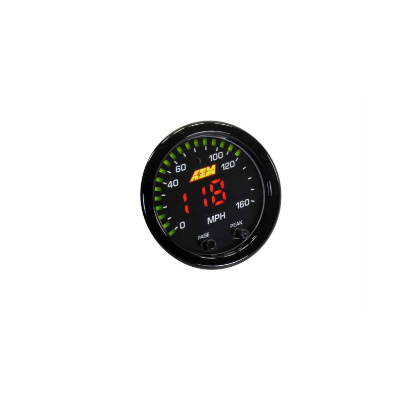 AEM X-Series 0-160 MPH Black Bezel w/ Black Face GPS Speedometer Gauge - 30-0313