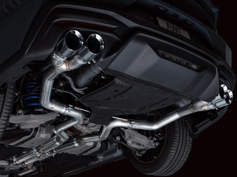 AWE 2024 Ford Mustang GT Fastback S650 RWD Track Edition Cat-Back Exhaust w/ Quad Chrome Silver Tips - 3020-42650