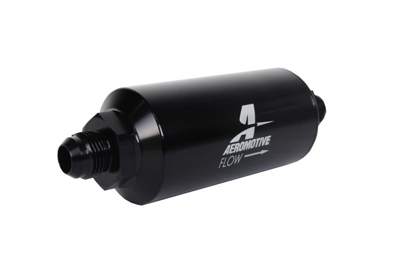 Aeromotive In-Line Filter - (AN -8 Male) 10 Micron Fabric Element Bright Dip Black Finish - 12377