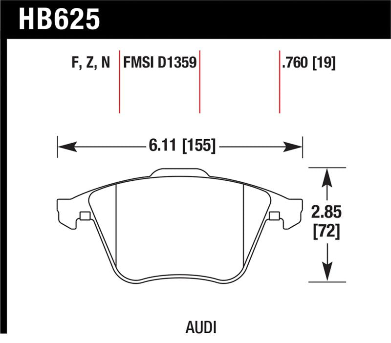 Hawk 2001-2010 Audi S3 European HPS 5.0 Front Brake Pads - HB625B.760