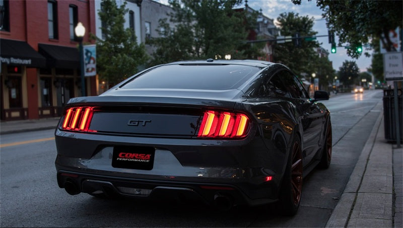 Corsa 2015-2017 Ford Mustang GT 5.0 3in Cat Back Exhaust Black Dual Tips (Sport) - 14332BLK