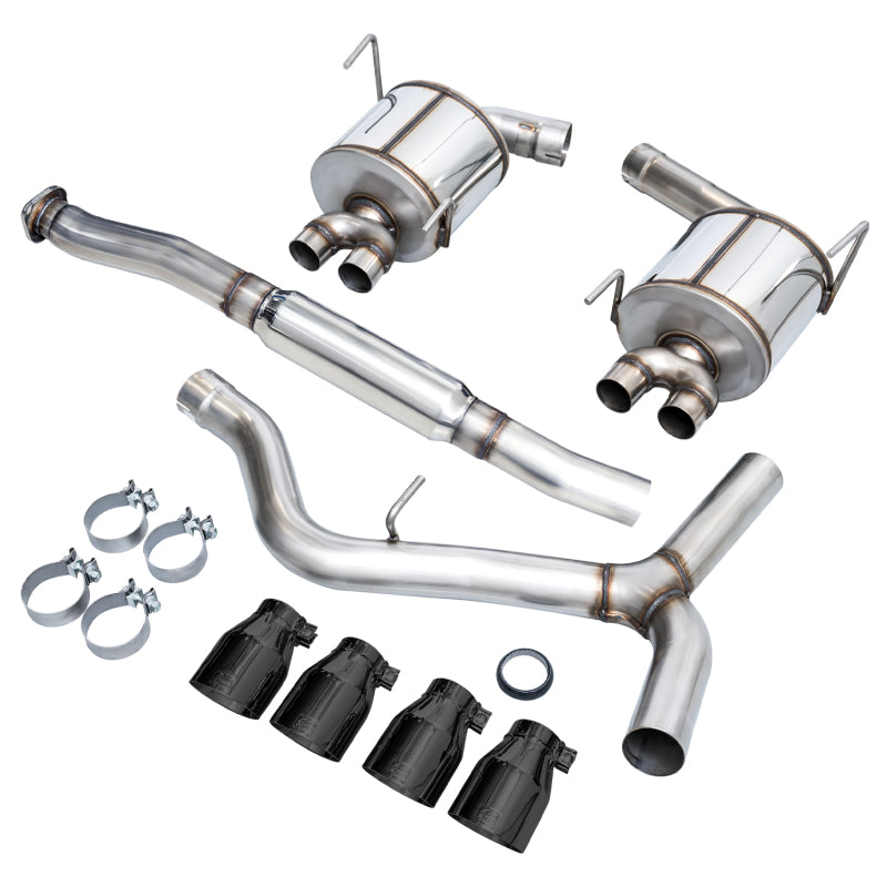 AWE Tuning Subaru STI VA / WRX GV / STI GV Sedan Touring Edition Exhaust - Diamond Black Tip (102mm) - 3015-43108