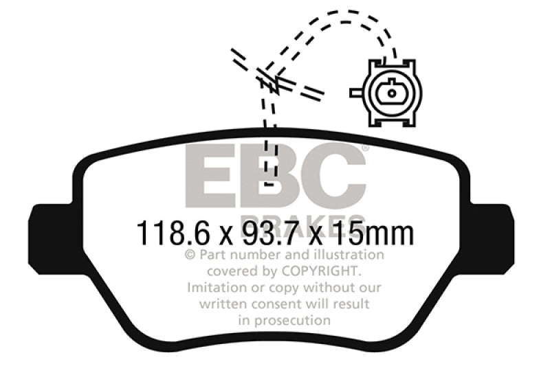 EBC 14-17 Maserati Ghibli (330 PS Package ONLY) Yellowstuff Rear Brake Pads - DP42258R
