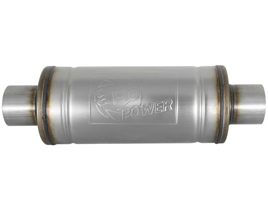 aFe MACH Force-Xp 409 SS Muffler 3in Center/Center 14in L x 6in Dia - Round Body - 49M00012