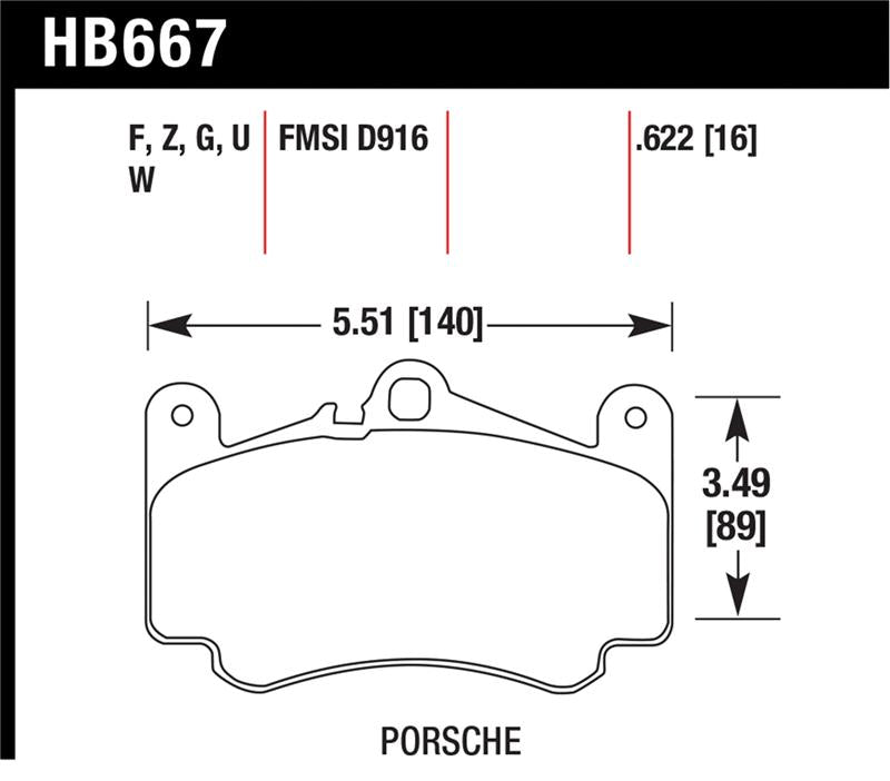 Hawk 02-05 Porsche 911 Carrera 4 Turbo Look/Carrera 4S Front DTC-60 Brake Pads - HB667G.622